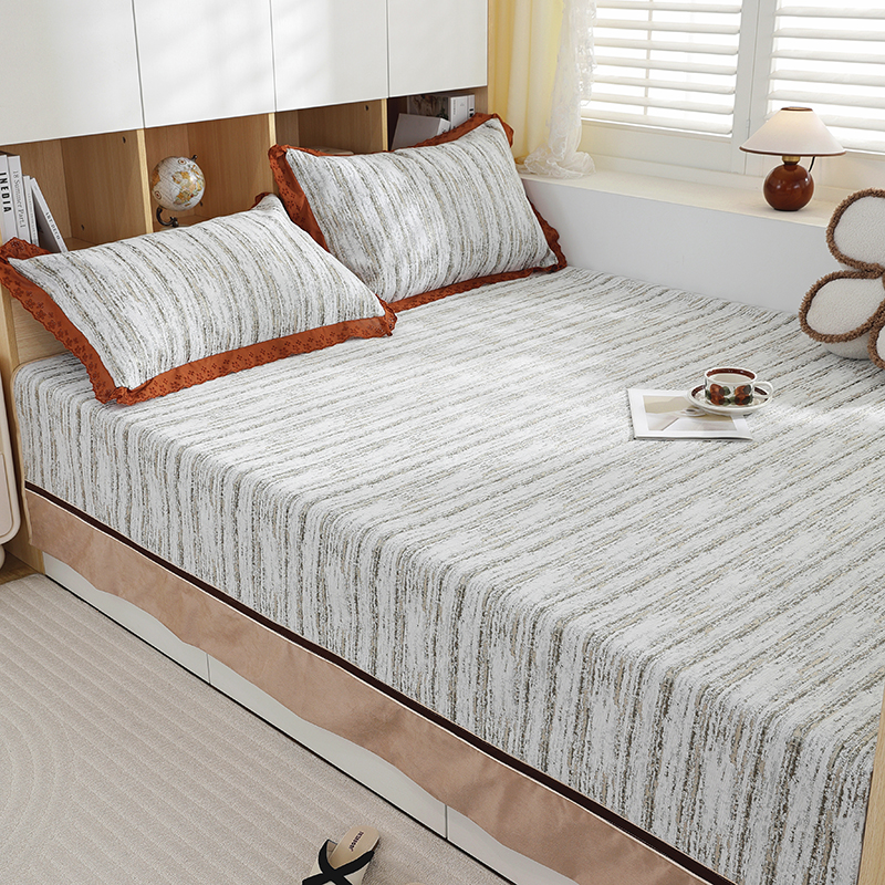 条纹北欧风雪尼尔复合大炕盖防滑薄款定制防脏年轻人榻榻米垫床盖