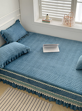 纯色牛奶绒大炕盖新款简约土炕东北火炕电热炕罩榻榻米床盖夹棉3m