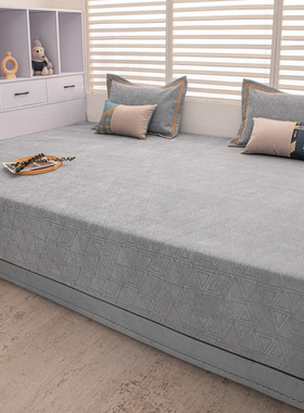 灰色纯色雪尼尔大炕单防滑高档简约榻榻米罩定做炕毯四季通用床盖