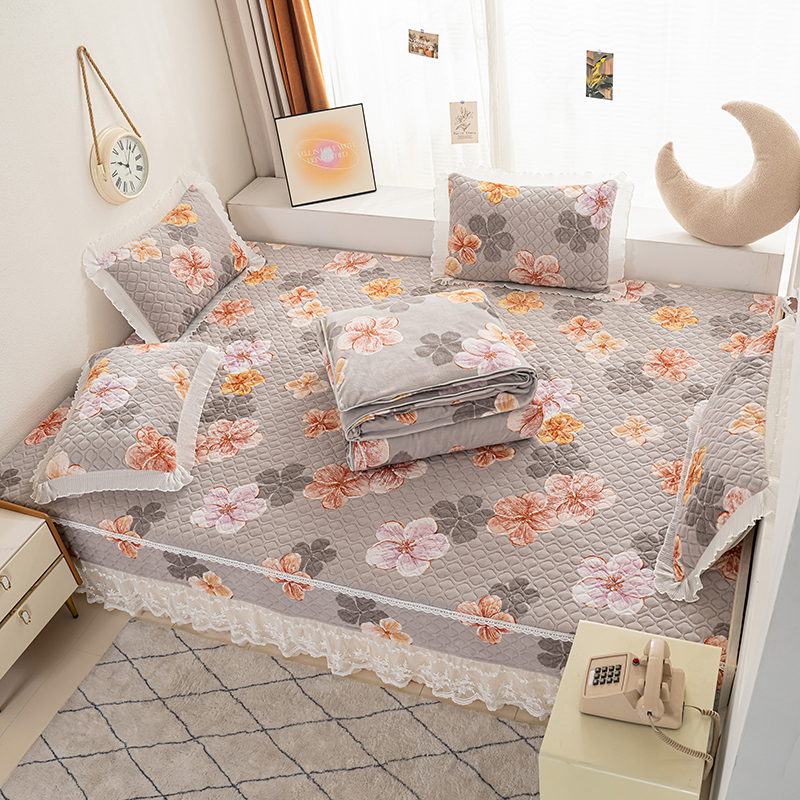 榻榻米床盖冬季加绒加厚大炕专用床单炕毯冬季炕上四件套高端农村