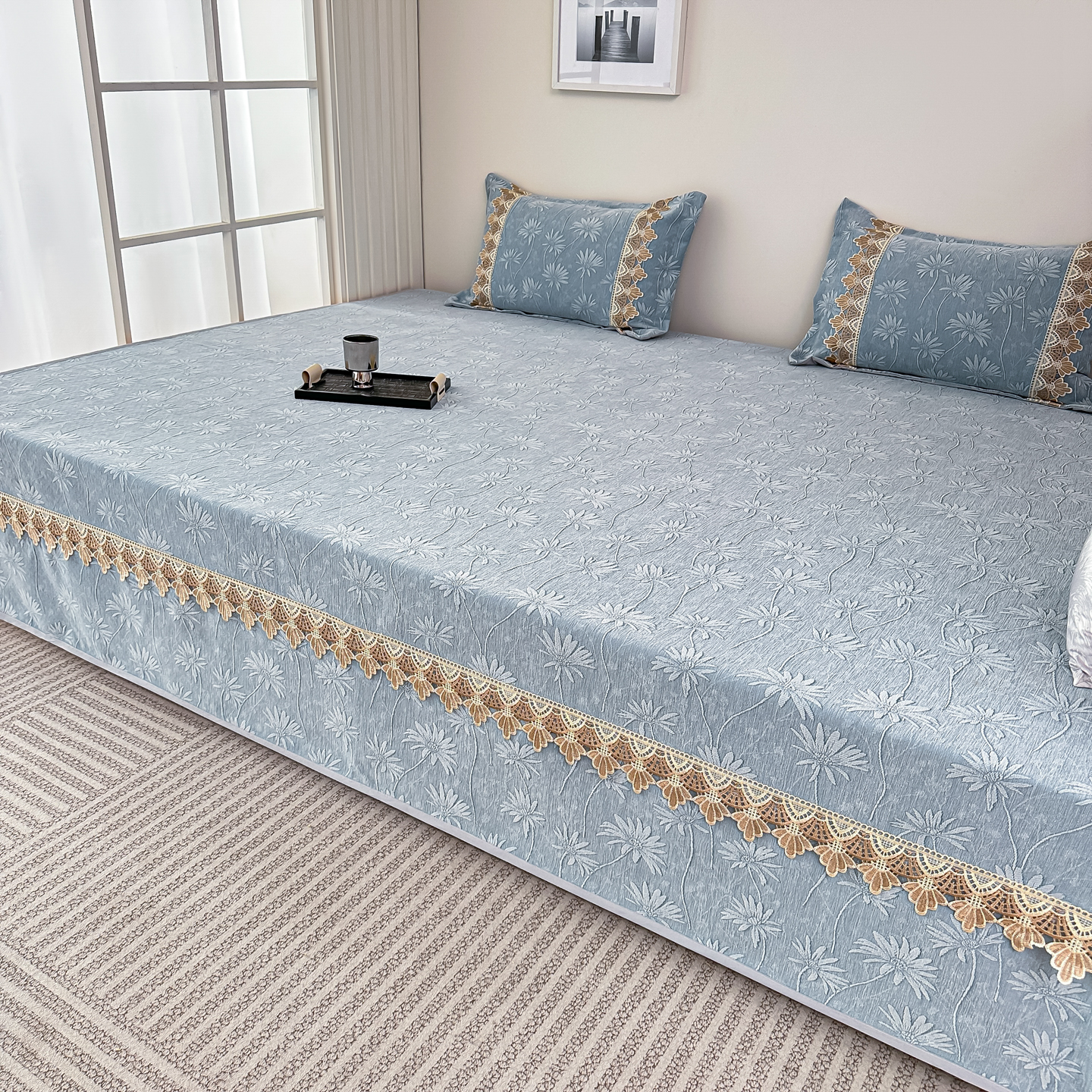 2025新款四季通用定制大尺寸雪尼尔榻榻米专用大炕盖床盖床单防滑