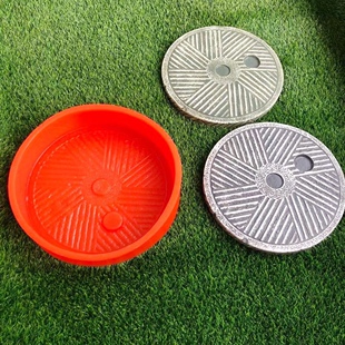 仿石磨水泥踏步石橡胶模具镁泥石模具园林仿古汀步石脚踏石模具