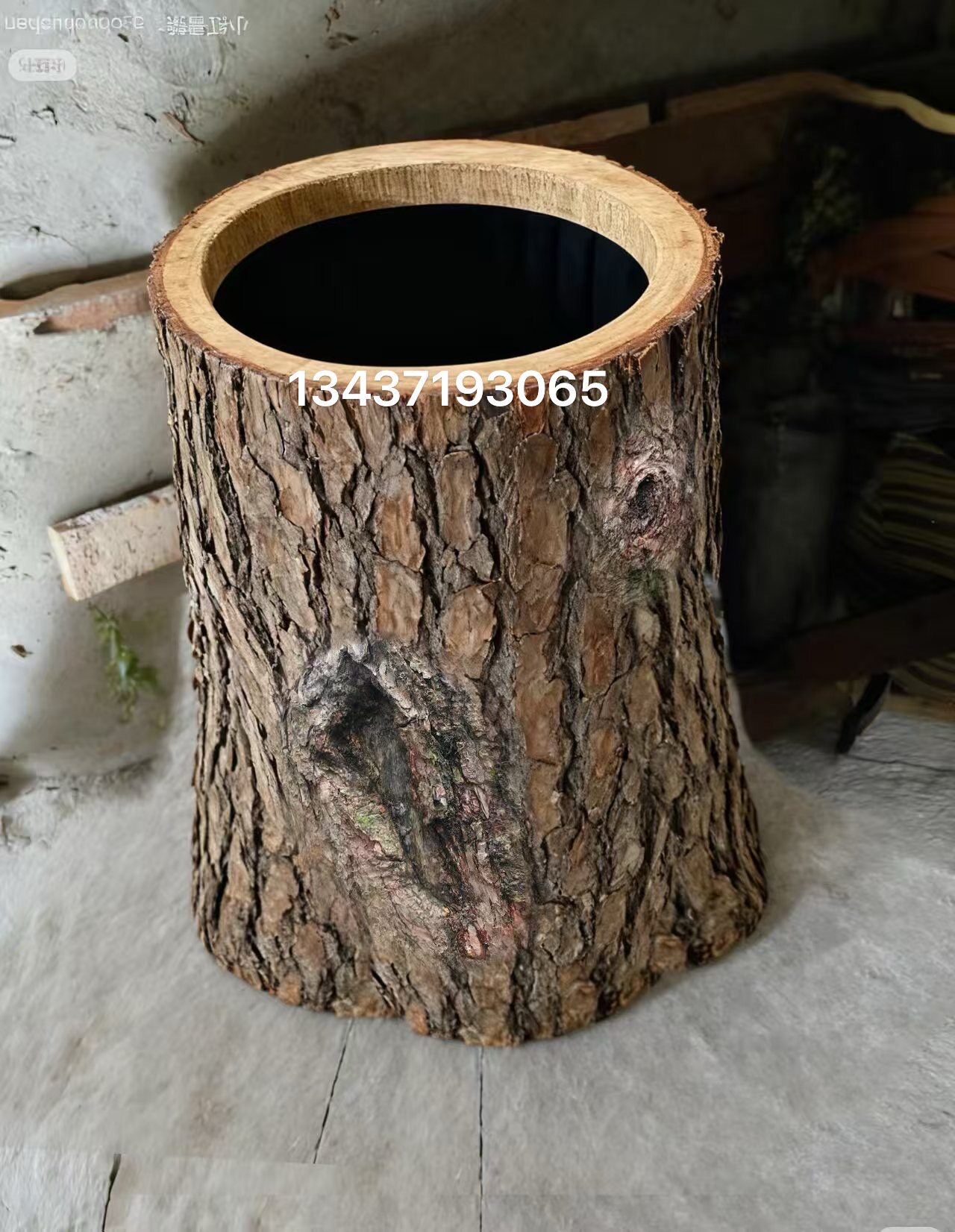 仿真松树皮果皮箱硅胶模具33cm&times;60cm园林景观仿树皮果垃圾箱模具