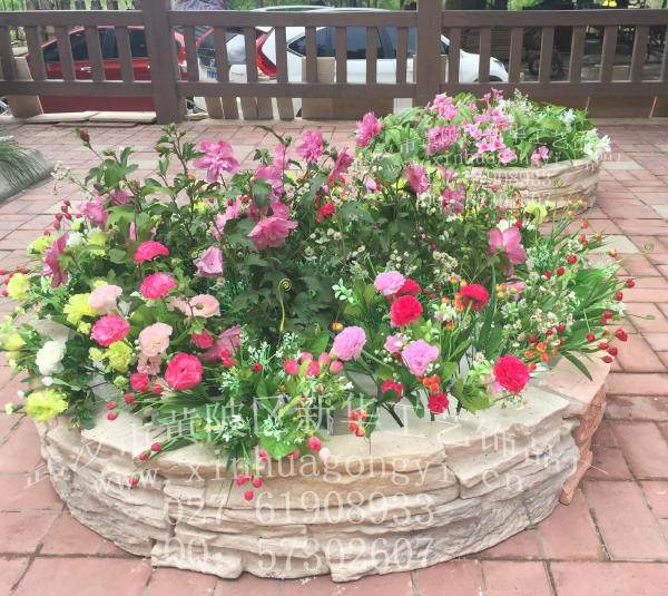 文化石艺术直径1000mm水泥拼装花坛 无底花盆 无底花钵 无底花箱