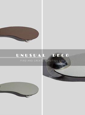 UNUSUAL DECO现代轻奢皮质不规则金属托盘客厅餐厅桌面样板间摆件
