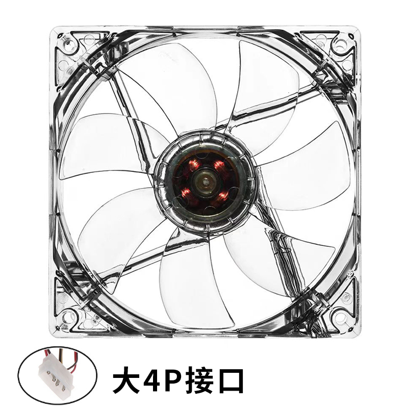 12cm透明彩灯电源散热风扇 LED炫彩台式电脑静音机箱风扇