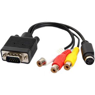 VGA转AV母头S端子转接线电脑15针转换3RCA莲花VIDEO电视机显示器