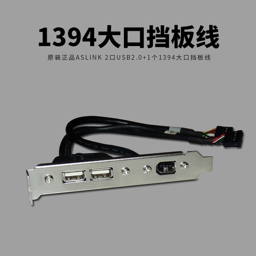 主板引线EVGA双USB 2.0+1394大口扩展线 挡板线 大档板机箱二合一