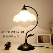 书房玻璃可调光装 复古卧室床头柜台灯美式 饰灯 古典台灯欧式 新中式