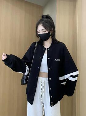 特大码300斤外套卫衣中长款秋冬胖mm加绒加厚上衣宽松棒球服女装