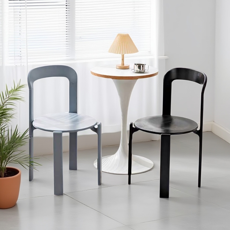 北欧简约实木中古餐椅家用设计师客厅靠背ins彩色rey椅子包豪斯风