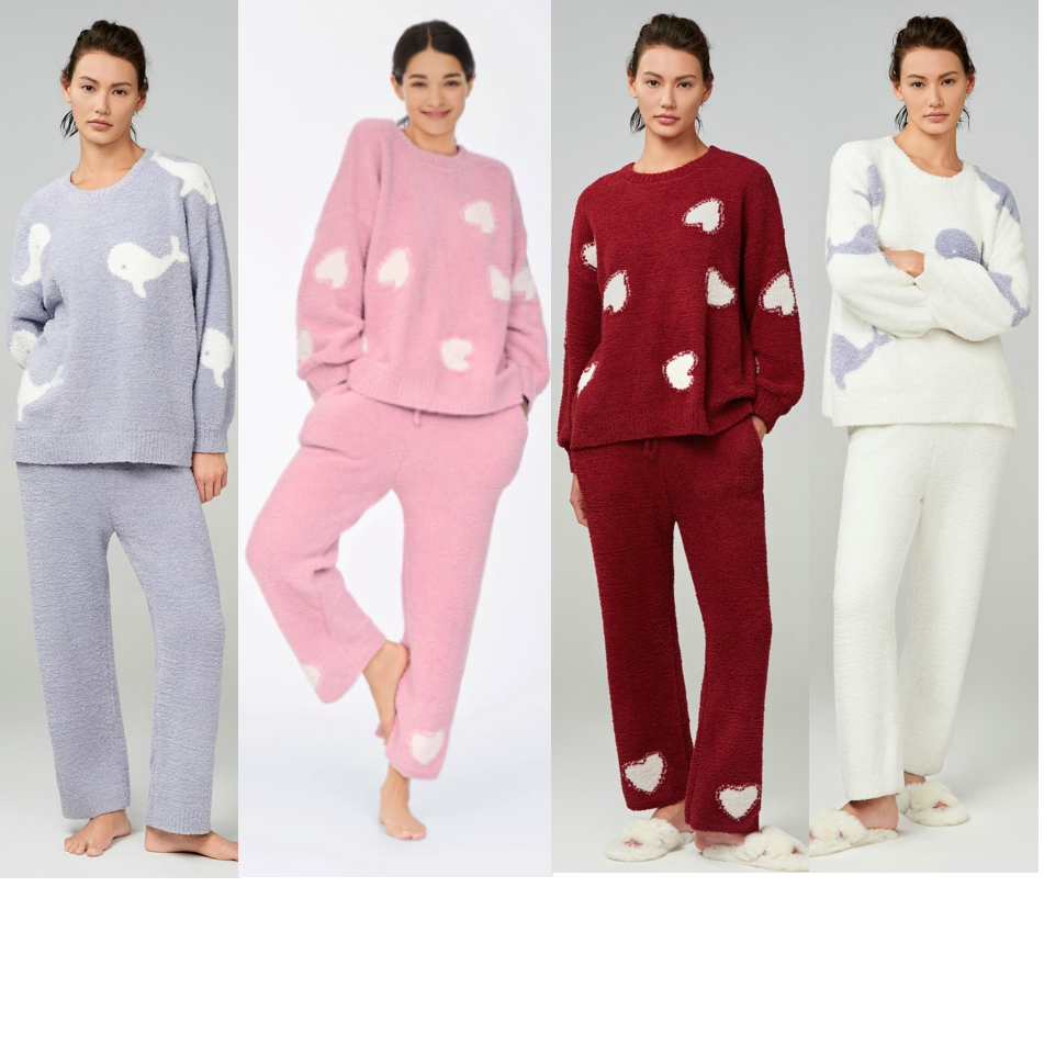 长袖长裤睡衣套装红色爱慕