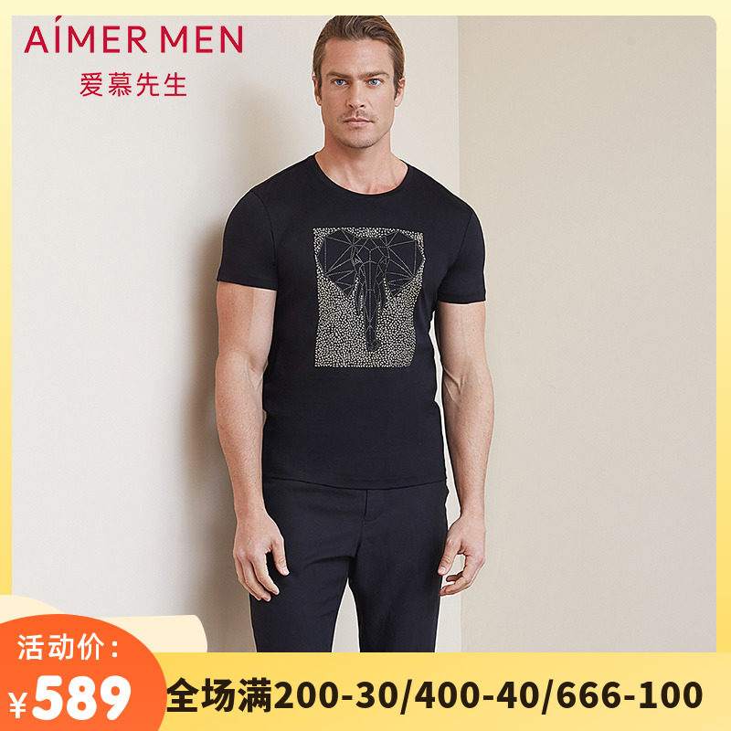 aimer men爱慕先生19SS限量创意T圆领短袖上衣NS81B952