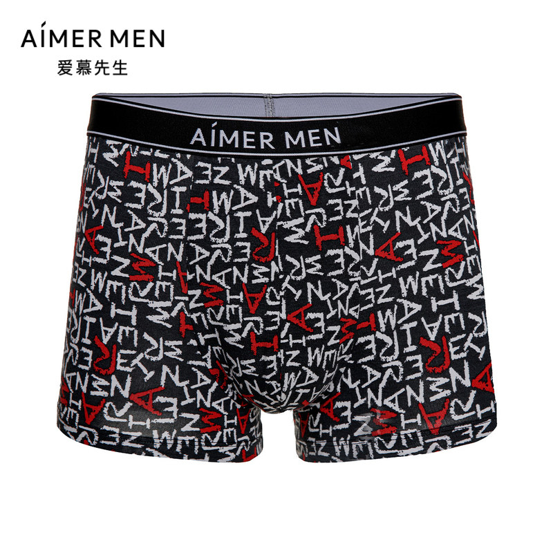 爱慕先生LOGO印花舒适莫代尔时尚印花男士内衣平角内裤NS23J121,女士内衣/男士内衣/家居服,男平角内裤,淘宝优惠券,粉丝福利购,淘宝优惠卷