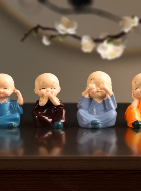 禅意和尚茶桌小摆件桌面家居装饰品茶台茶几配件办公室工位小摆设