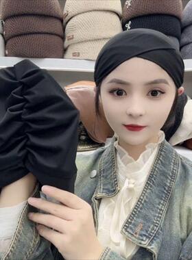 仿真丝内衬绑带头巾帽