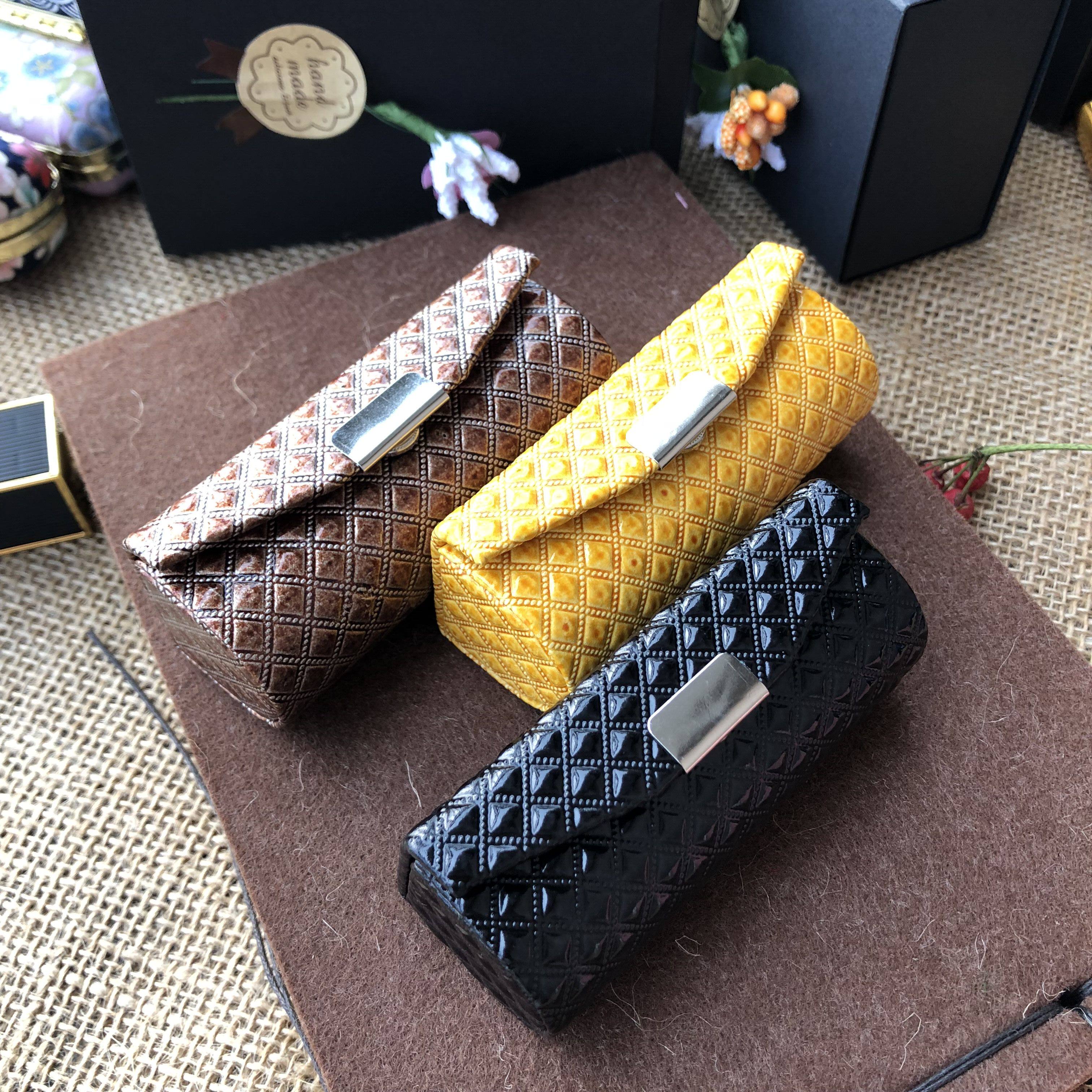 包邮 钻石纹口红首饰盒手作复古口红唇膏盒子保护壳印章盒+礼盒
