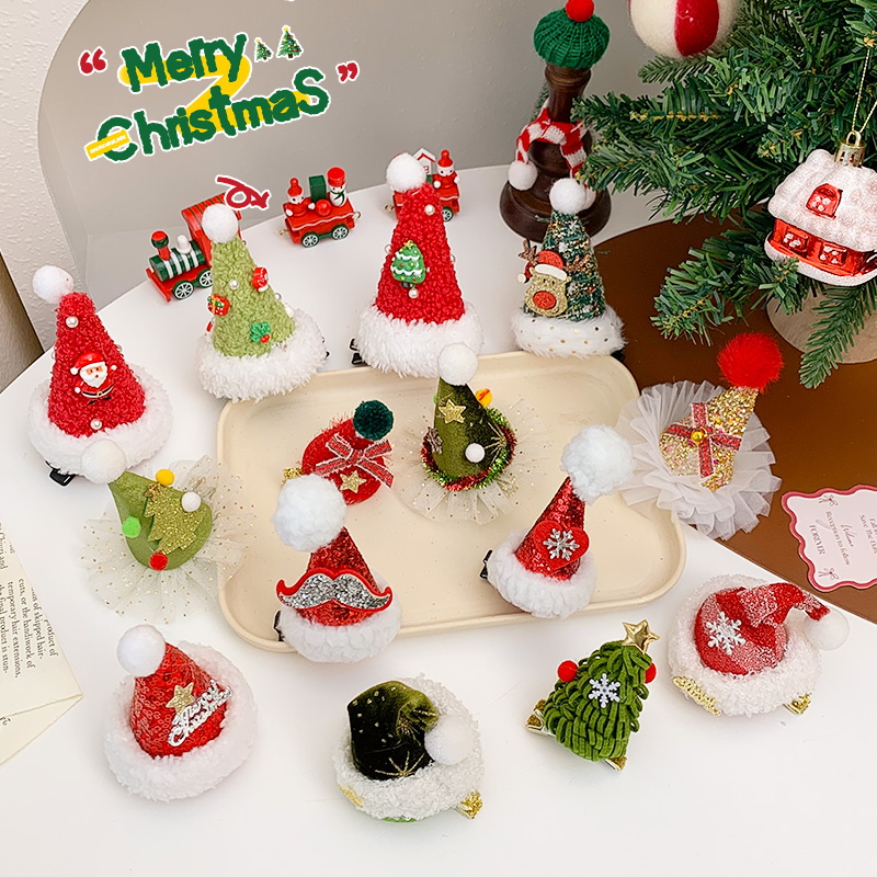 圣诞帽发夹发箍儿童鹿角边夹