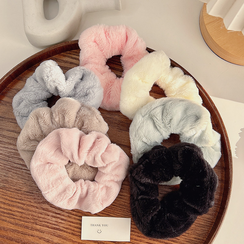 秋冬简约毛绒大肠发圈丸子头发饰