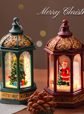 圣诞节小礼物装饰品桌面摆件圣诞树发光飘雪小夜灯创意注水水晶球