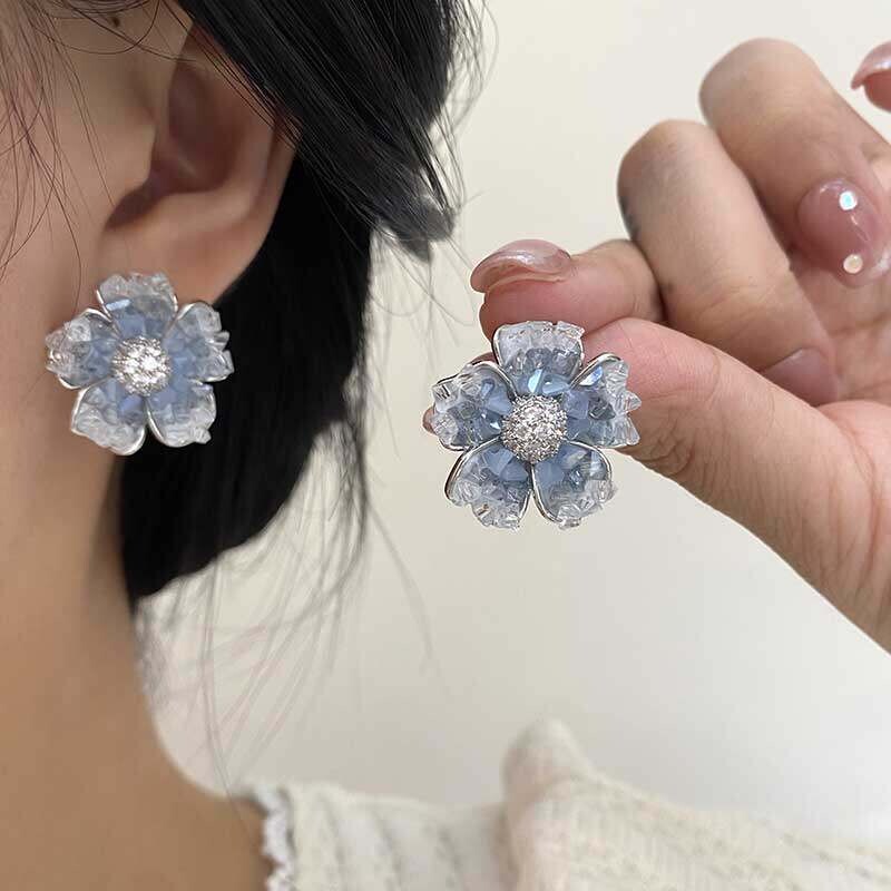 2026新款轻奢花朵银针耳钉