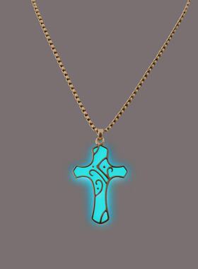 情侣夜光项链吊坠十字架朋克荧光欧美街头珐琅个性时尚摇滚项链