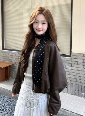 咖色皮衣外套女春秋2026新款小个子流行pu皮夹克炸街小众设计