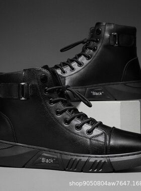 潮流马丁靴男高帮男士休闲皮靴跨境2022爆款大码英伦男靴加绒保暖