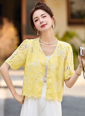 镂空刺绣新中式国风外套女2025夏季新款韩版气质百搭防晒开衫上衣