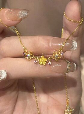 紫钻小花项链女2026新款精致高级感轻奢小众设计锁骨链温柔配饰