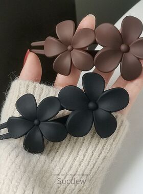 气质花朵盘发抓夹女夏天时尚发夹磨砂夹子头饰后脑勺大号鸭嘴夹