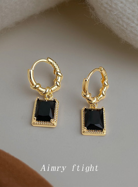 时尚感方形几何保色电镀简约通勤锆石耳饰工厂义乌耳环供应链