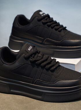 2026男鞋春季高级感百搭低帮休闲板鞋男士运动厚底增高皮面小白鞋