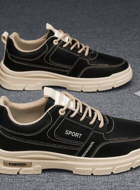 男鞋春季透气2026年新款潮流百搭休闲板鞋男款低帮工装皮面马丁靴