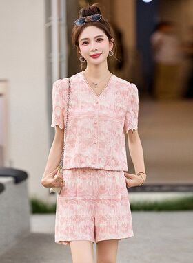 2025夏季新款时尚小香风时尚套装女小个子洋气显瘦减龄休闲短裤两