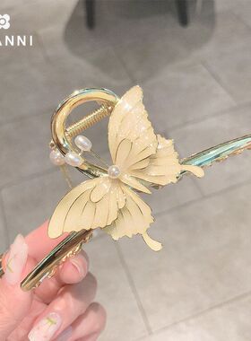 蝴蝶结抓夹后脑勺流苏发夹网红2022年新款大号发抓发卡鲨鱼夹头饰