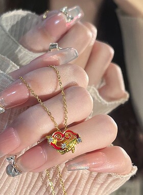 本命年新年锦鲤祥云平安锁项链女气质轻奢百搭骨链配饰
