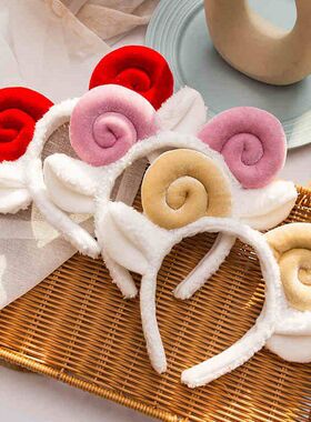 卡通毛绒发箍女可爱羊角卖萌发饰头箍羊羔毛小羊发卡洗脸头饰少女