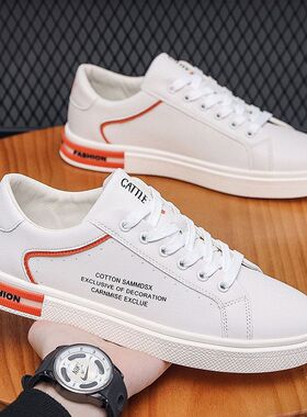 轻便透气运动男鞋新款2024春夏季百搭时尚板鞋低帮软底学生小白鞋