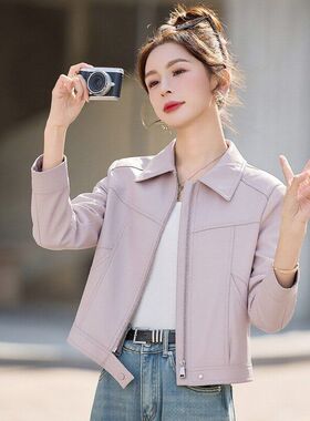复古机车风短款皮衣女2026春秋季新款小个子减龄百搭休闲夹克外套