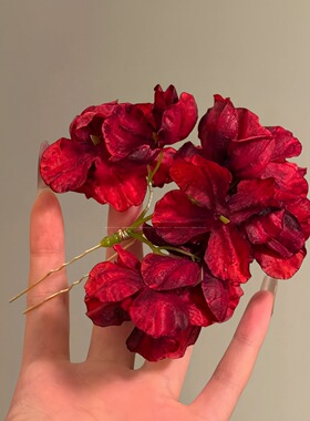 春季新款手作红色花朵新中式新娘发饰汉服发钗旗袍盘发新娘头花女