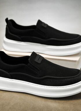 2025春夏季新款时尚帅气潮流耐磨超轻低帮透气韩版布鞋一脚蹬