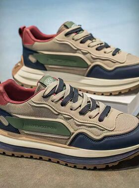 男鞋2026春季休闲百搭运动鞋港风高颜值老爹鞋新款增高厚底潮鞋子