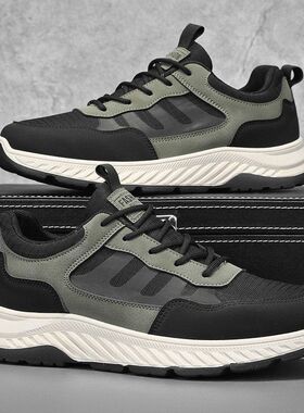 2025新款男鞋增高运动鞋厚底跑步鞋透气网面鞋时尚百搭轻便舒适耐