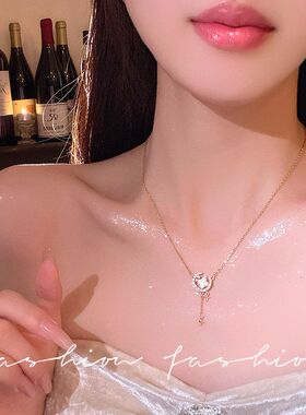 锆石星月流苏吊坠项链配饰女2026新款爆款精致锁骨链小众设计配饰