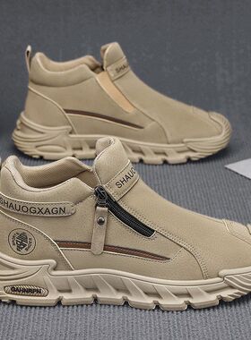 新款秋冬季2025男鞋高帮休闲运动鞋时尚百搭潮流男士劳保潮鞋