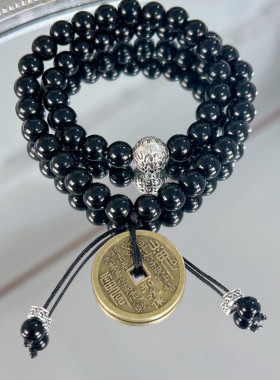 新中式双层山鬼花钱手链女新款小众设计感高颜值串珠逆鳞闺蜜手串