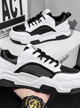 2026春季男鞋新款透气小白鞋子男潮流百搭厚底运动休闲板鞋老爹鞋