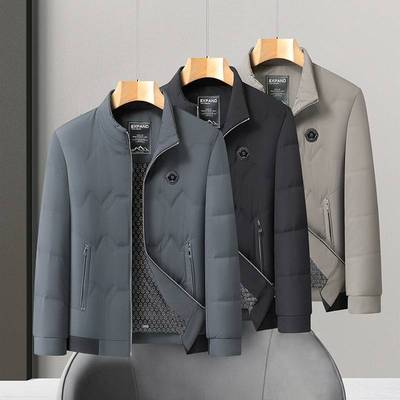 商场品牌中青年男士夹克棉衣秋冬2025立领商务休闲短款外套爸爸装