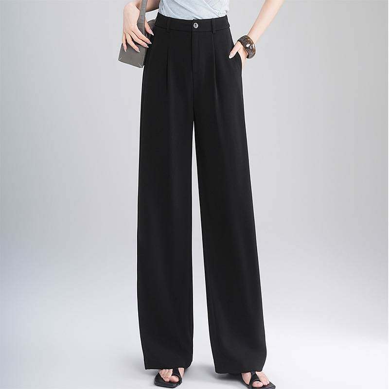 商场品牌西装简约时尚阔腿裤女2026夏季新款高腰直筒裤宽松九分长